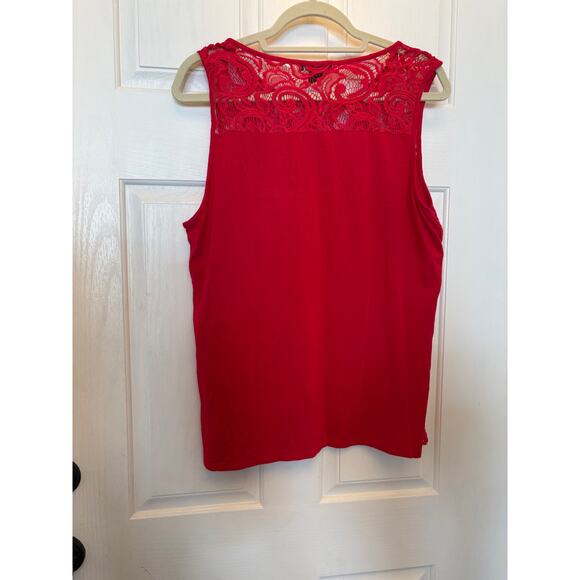 Adrianna Papell Red Lace Crochet Halter Tunic Tank Large - Picture 5 of 9